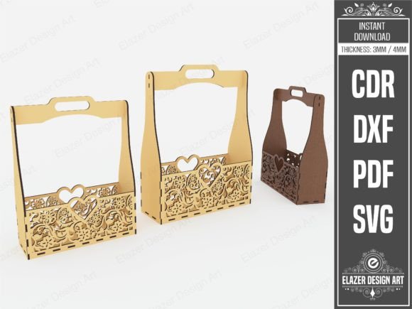 2 Different Size Decorative Basket Svg for Laser Cutting