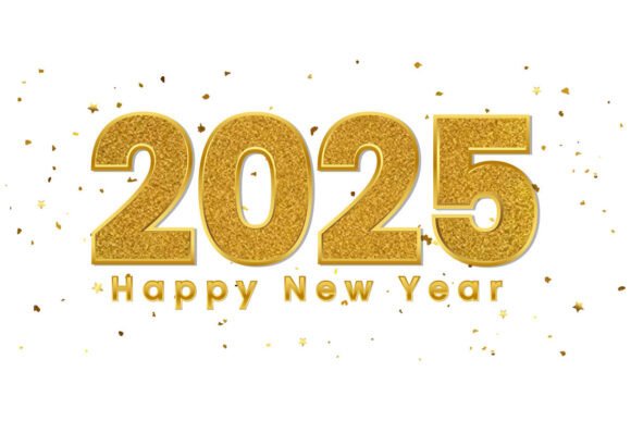 2025 Gold Glitter Confetti Graphics & Illustrations