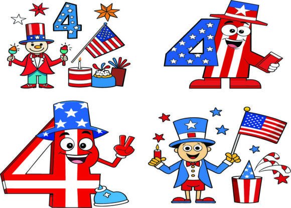 4th of July Vector Illustration Graphics & Illustrations