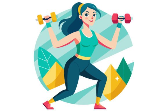 A Babe Do Some Workout Vector Graphics & Illustrations