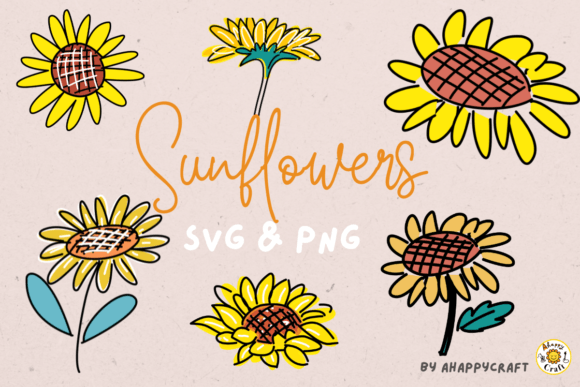 Autumn Sunflowers Doodle Set SVG and PNG Review