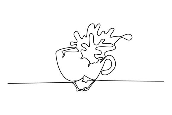 Coffee Splash Continuous Line Graphics & Illustrations