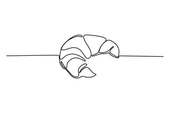 Croissant One Continuous Line Graphics & Illustrations