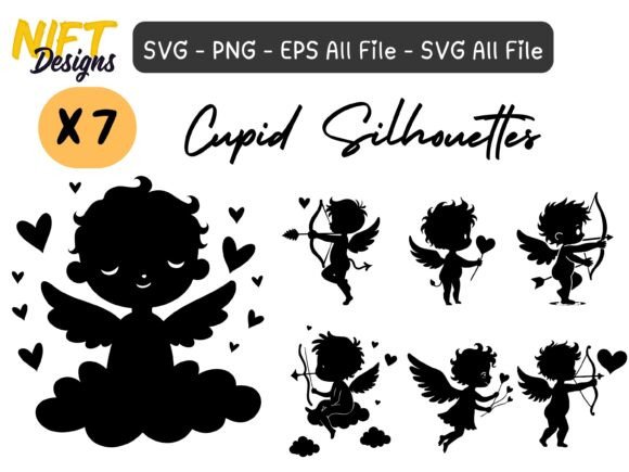 Cupid Silhouettes SVG: Graphics & Illustrations