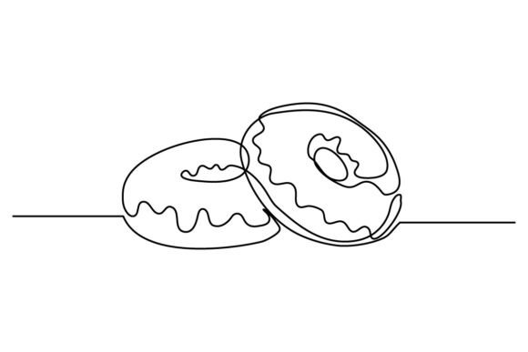 Donut One Continuous Line Graphics & Illustrations
