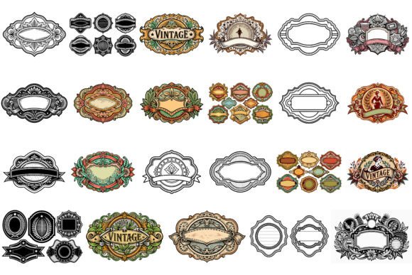 Empty Vintage Labels Set: Graphics & Illustrations