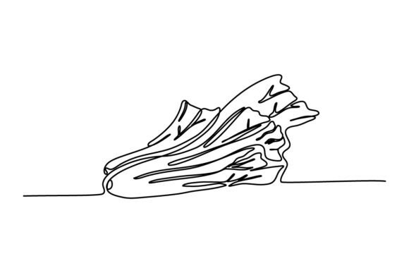 Fresh Mustard Greens One Continuous Line Graphics