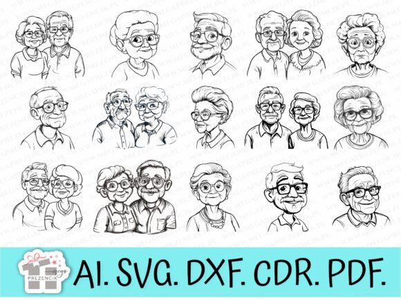 Grandma and Grandpa Graphics: Vector Illustrations