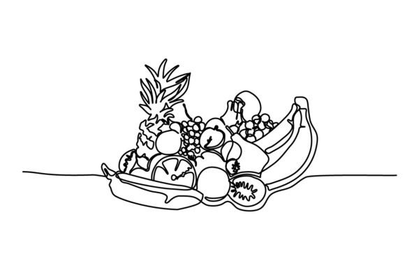 Kinds of Fruits One Continuous Line Graphics