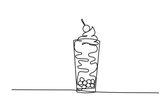 Milkshake Continuous Line Graphics and Illustrations