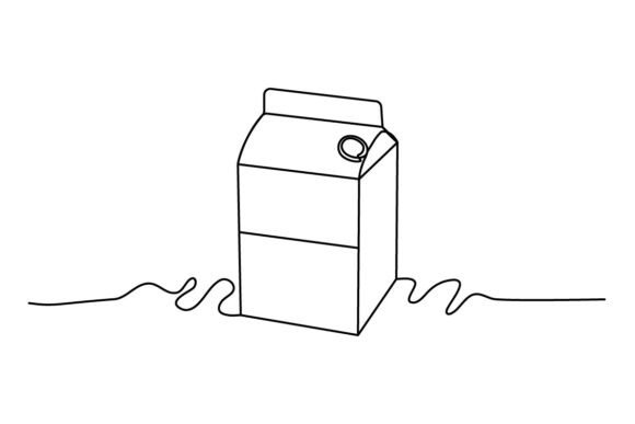 Packaged Milk Continuous Line Graphics & Illustrations