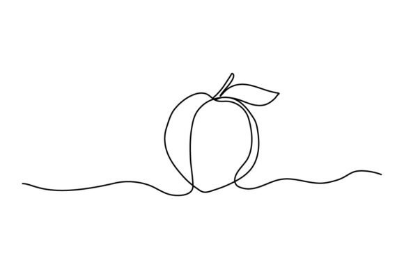 Peach One Continuous Line Graphics & Illustrations