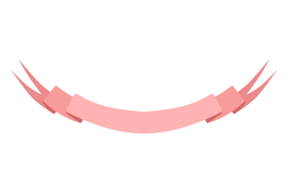 Pink Ribbon Banner Template: Curved Deco Graphics