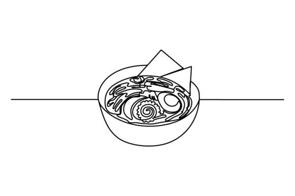 Ramen Noodles One Continuous Line Graphics