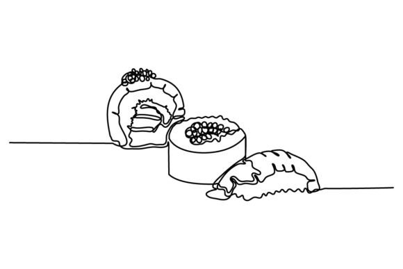 Sushi One Continuous Line Graphics and Illustrations
