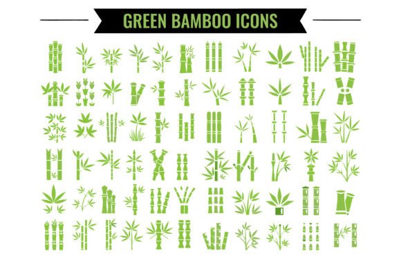 SVG Green Bamboo Icons Collection Graphics & Illustrations