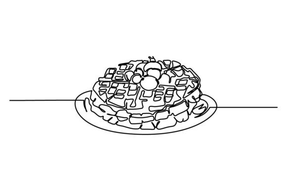 Waffle One Continuous Line Graphics & Illustrations